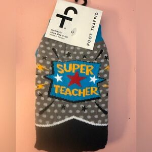 NWT Foot Traffic Women's Super Teacher Socks - Gray and Black